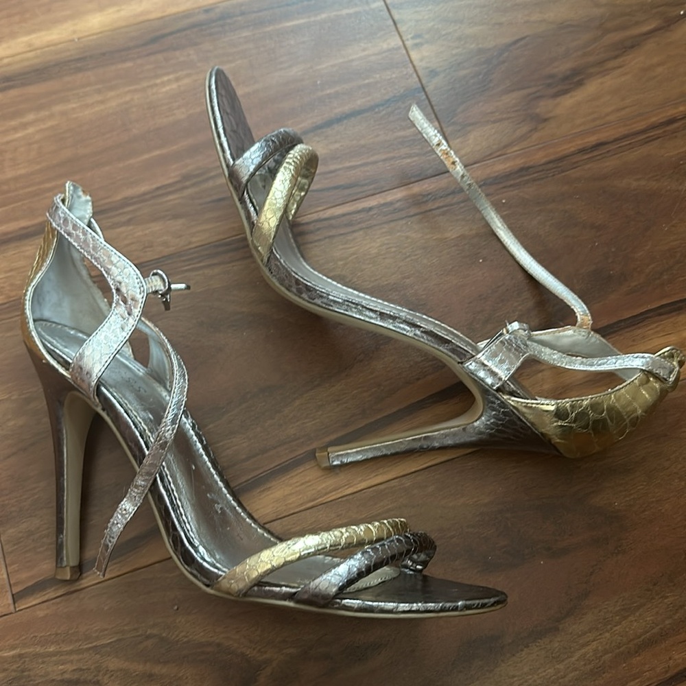 Silver and gold heels